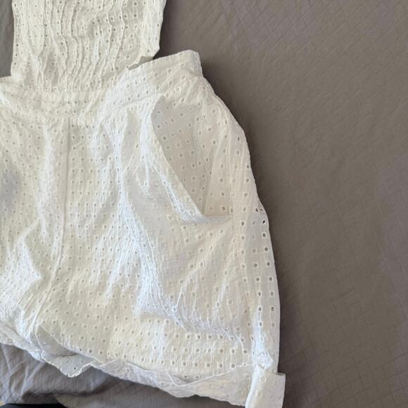 Minkpink Shortalls Size M Celestial White Cotton Eyelet Tie Strap Jumper - Picture 6 of 14